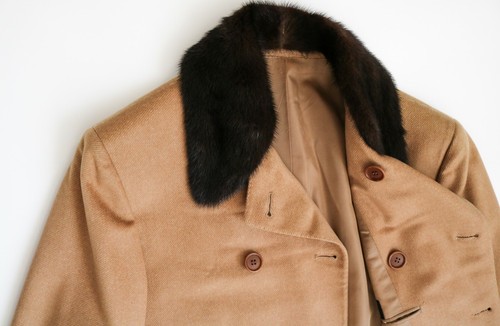KITON Vicuna Cashmere Mink Fur Double Breasted Coat Overcoat Size 50 Euro Medium - Picture 6 of 12