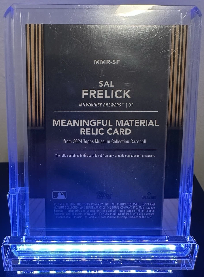 Sal Frelick Milwaukee Brewers 16/35 RC Game Used Mem Topps 2024 Museum - Image 2 of 3