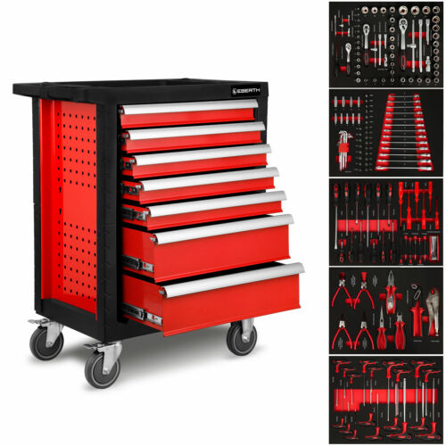 EBERTH Chariot d'atelier à outils servante caisse 7 tiroirs complète avec outils - Photo 1/7