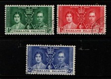 Falkland Islands 1937 King George VI Coronation SG143-45 Used