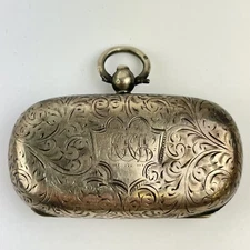 Antique Solid Silver Full & Half Sovereign Case Samuel M Levi 5.8cm