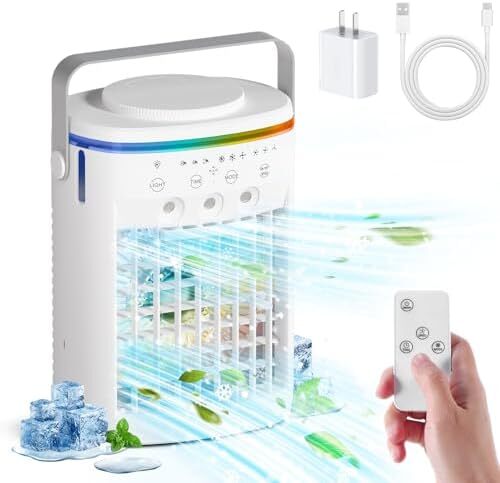 Portable Air Conditioner, 3 Speeds & Modes, 1000ml Tank, 4-in-1 Humidifier, Remo