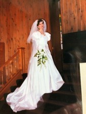 Size 8 Vintage Galena Blush Wedding Dress W/ Beautiful Beading, Plunging Back