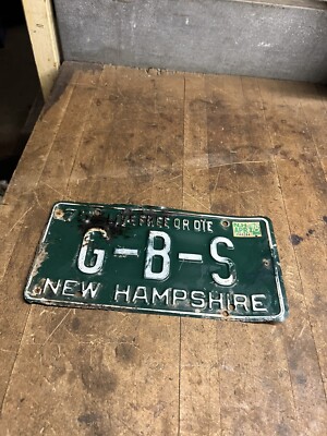 VTG 1975 75 G-B-S GBS Initials Name NH New Hampshire Vanity License Plate Tag