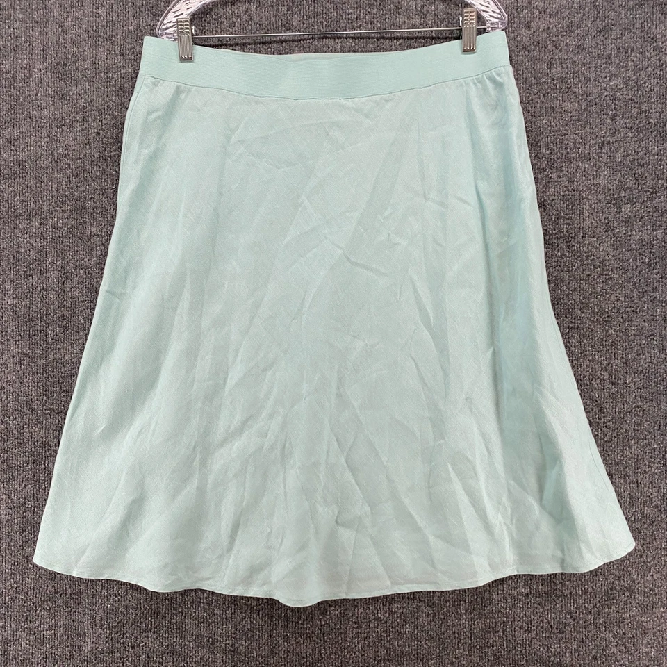 Falda Orvis Mujer 16 Lino Azul Pull On Fluida Boho Hippie Campesina Playa Costera Foto 3 de 4