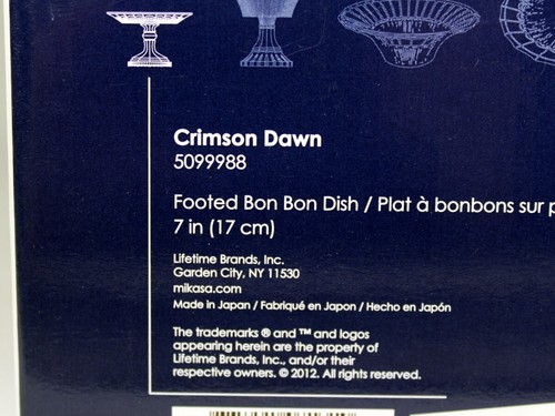 Mikasa Glass Bon Bon Pedestal Serving Tray Crimson Dawn 7" Diameter 4" Top - Picture 11 of 12