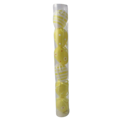 Giftware Trading 6er Set gelb-weiß Osterei Deko - Eier zum Aufhängen