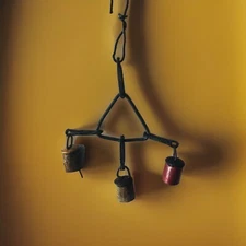 Dinner School Bell Chimes Rustic Farmhouse Decor Antique 10x8" Metal OOAK Rare H