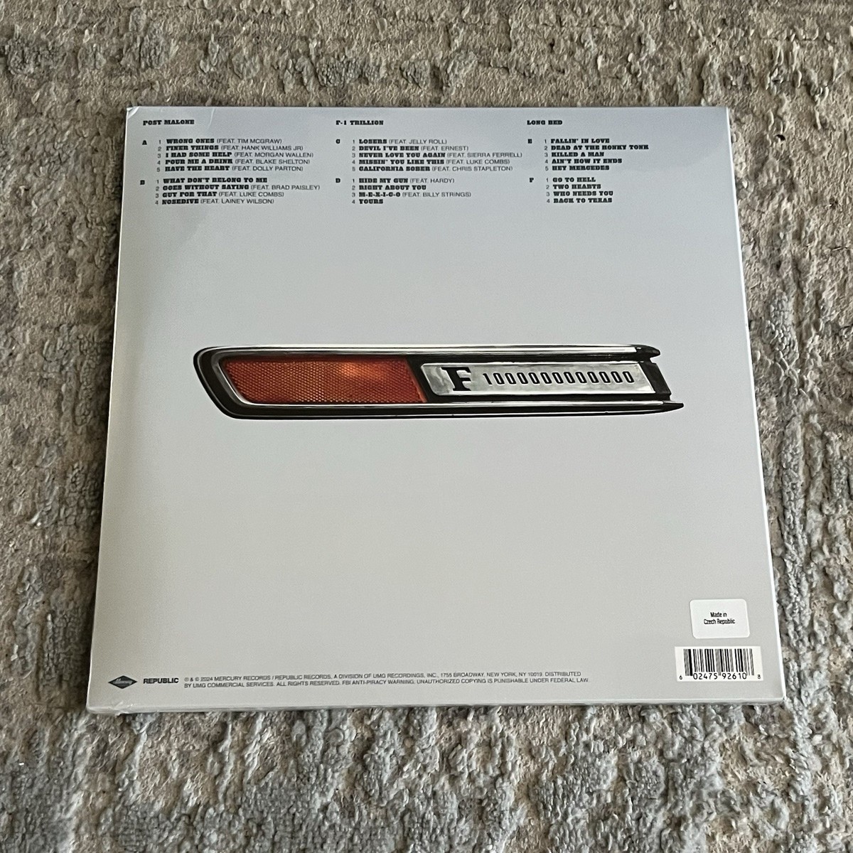 POST MALONE F-1 TRILLION LONG BED VINYL RECORD TOUR EXCLUSIVE