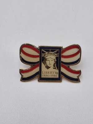 VTG 1982 S.L.E.I.F Inc Red, White,blue Bow W/ Statue Of Liberty 1'' x 2 1/2''