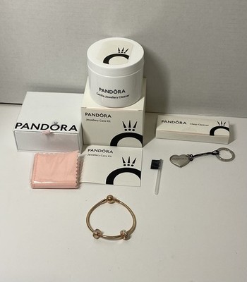 Pandora 14K Rosévergoldet Schlangenkette Armband~Öffner~2 Abstandshalter~Reinigungsset