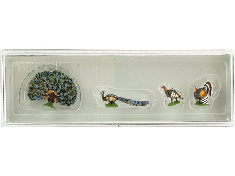 PREISER Dindons et paons miniature HO 1/87 animaux basse-cour décor 10166