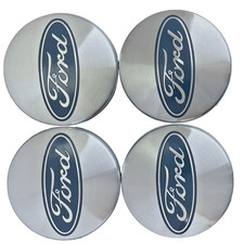 Wheel Center Caps 4x Blue Silver Rim Ford Logo Emblem Hubcaps Cover Focus Fiesta