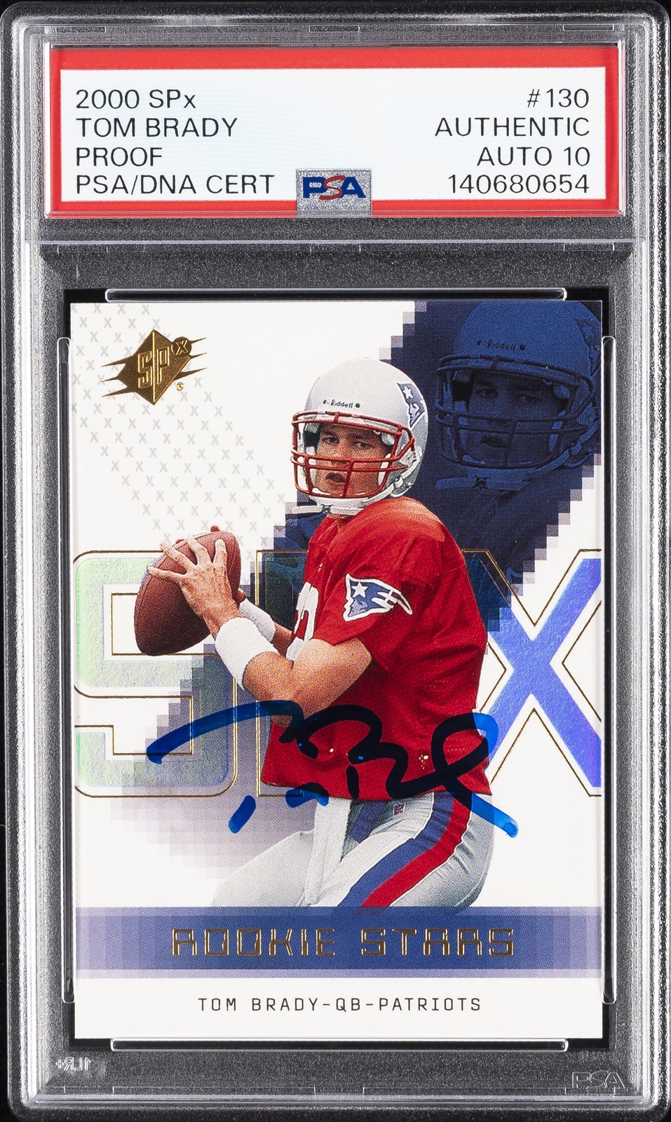 2000 SPX PROOF #130 TOM BRADY ROOKIE RC PSA AUTHENTIC AUTO 10