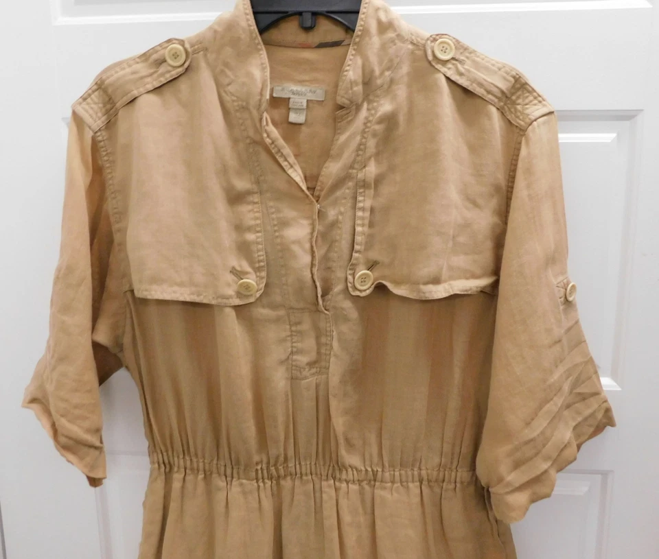Burberry Brit Women's Sand Ramie Woven Trench Shirt Dress Size US 8 AS-IS - Image 2 of 4