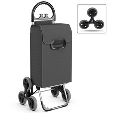 Folding Stair Climbing Shopping Cart Utility Hand Truck w/Handle  Removable Bag