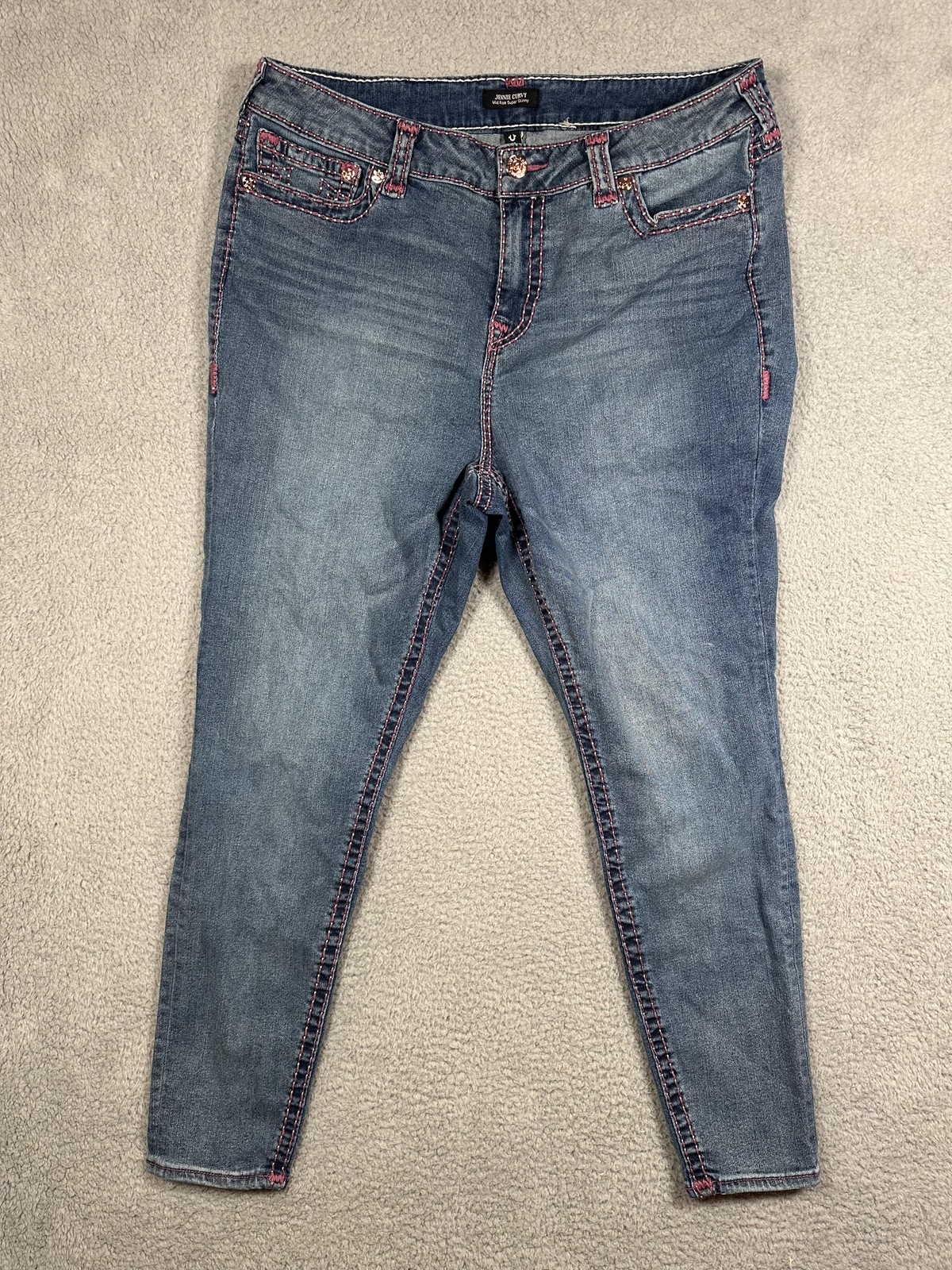 True Religion Jennie Curvy Jeans Womens 38 Blue Mid Rise Super Skinny Denim
