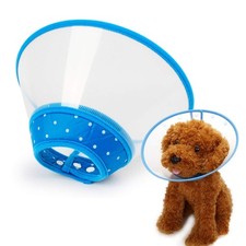 Dog Cone Recovery Collar Adjustable Clear Soft Edge Breathable Large Blue
