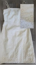Ann Taylor Linen Blend Ivory Eyelet Spaghetti Strap Dress In Size 6