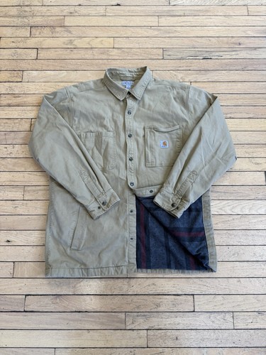 Carhartt Rugged Flex Canvas Fleece Lined Work Shirt Jacket Men XL TAN 10285-253