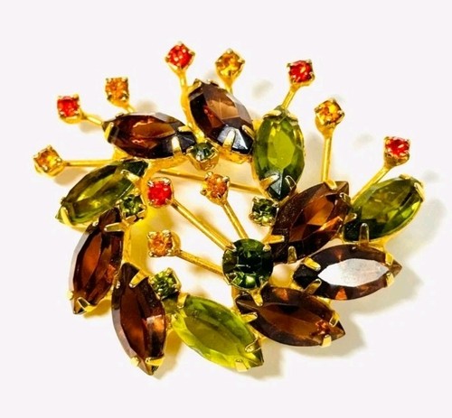 Vintage Juliana Multi Colored Rhinestone Brooch Pin
