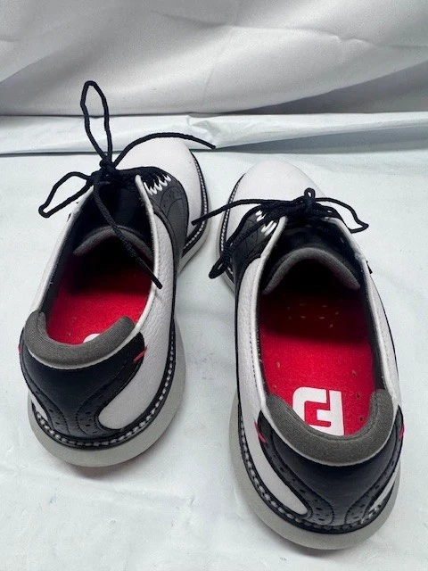 FootJoy Мужские золотые туфли-размер 7 1/2 M-модель 57924-белый/черный * новый-без коробки - Изображение 2 из 4