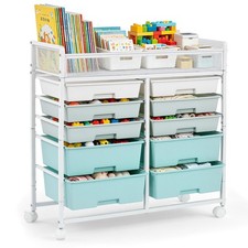 10 Drawer Rolling Storage Cart Scrapbook Paper Office School Organizer Green