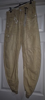 ETO Jeans Men s Corduroy Cargo Trousers 27  Waist 100% Cotton   Zip & Button NWT