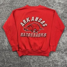 Vintage 80s Arkansas Razorbacks Sweatshirt Size Large Red Crewneck NCAA