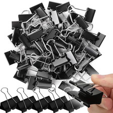 20 pcs Black Metal Clamp Style Paper Clips - Assorted Shapes for Office Use