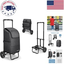 Sturdy All-Terrain Folding Shopping Cart with Waterproof Bag - 60L Black Design