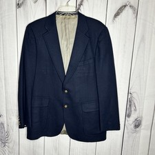 Vintage Chaps Ralph Lauren Sz 44R 100 Wool Blazer Sportscoat Navy Gold Buttons
