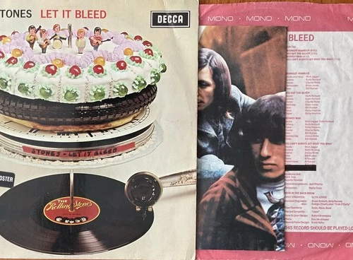 ROLLING STONES LET IT BLEED UK DECCA MONO LP POSTER RED INNER COMPLETE! VG/VG+