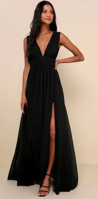 Lulus Heavenly Hues Black Maxi Dress Women's Size Medium New With Tags!