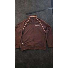 Ecko Unltd Mens Track Jacket Brown Orange Pinstripe Full Zip Streetwear Large