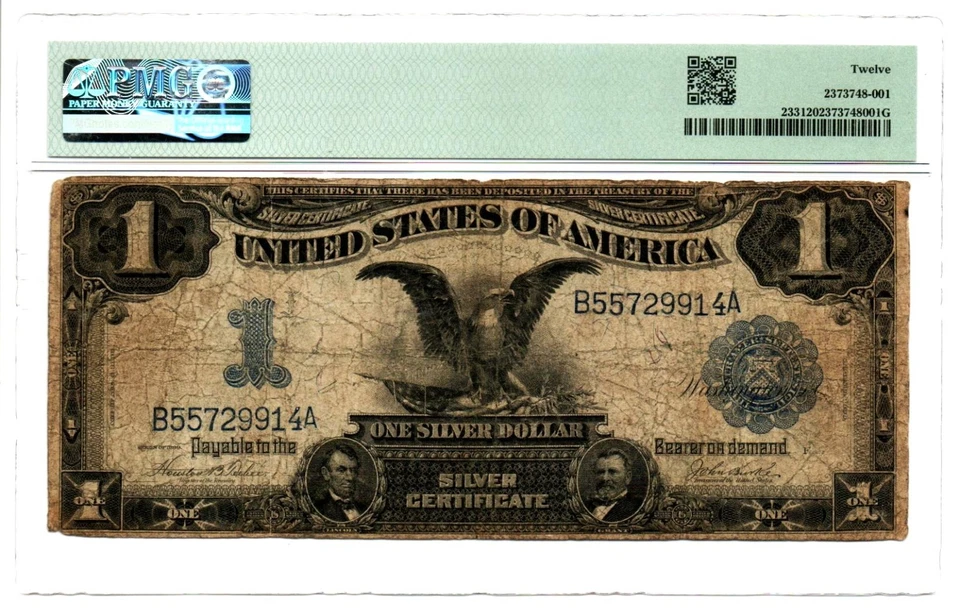 Fr. 233 1899 Silver Certificate Error Note Inverted Back error PMG Fine 12 - Image 2 of 2
