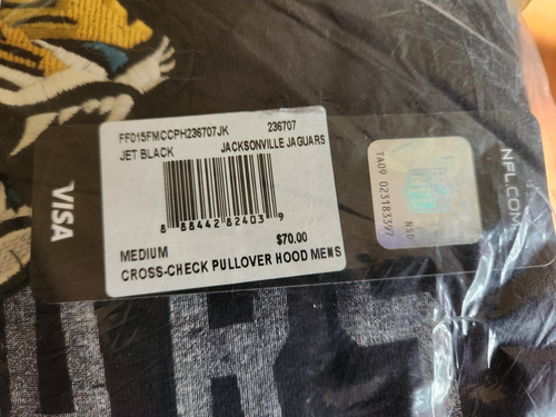 NFL Jaguars Cross-Check Pullover Hooded Sweatshirt Mens Jet Blk Team Apparel Med - Picture 4 of 6