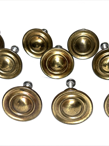 12 Brass Vintage Hardware Cabinet Knob Brass Drawer Pulls Round - Picture 7 of 10