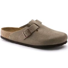Birkenstock Boston Taupe Suede Leather Soft Footbed Unisex Clog Shoes Size37-45