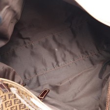 Borsa FENDI Zucchino Boston beige marrone rivestita in PVC tela pelle