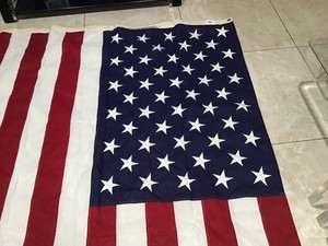Interment USA flag in heavy cotton. 57 inches (4.9 ft ).by 106 inches (8.10 ft.)