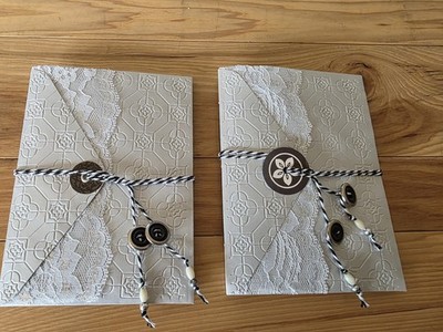 Double Envelope Junk Journal  Treasurebooks Style 5x7 Silver and Black with Lace