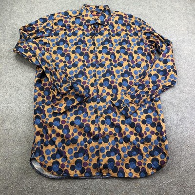 Visconti Black Shirt Mens XL Tall Multicolor Polka Dot Long Sleeve Casual