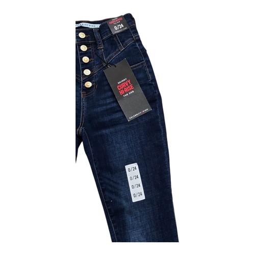 Celebrity Pink Juniors Women's Jeans 0/24 Button Skinny Curvy High Rise Blue - Picture 5 of 19