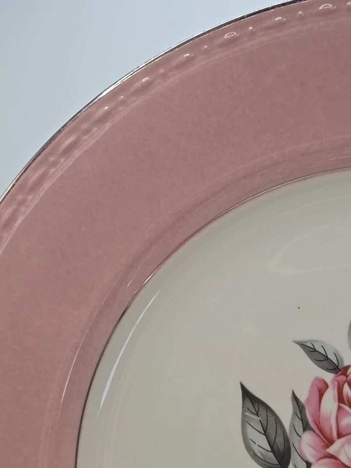 Vintage Cunningham & Pickett Norway Rose Dinner Plates 9.75 In Set Of 8 USA - Image 4 of 4