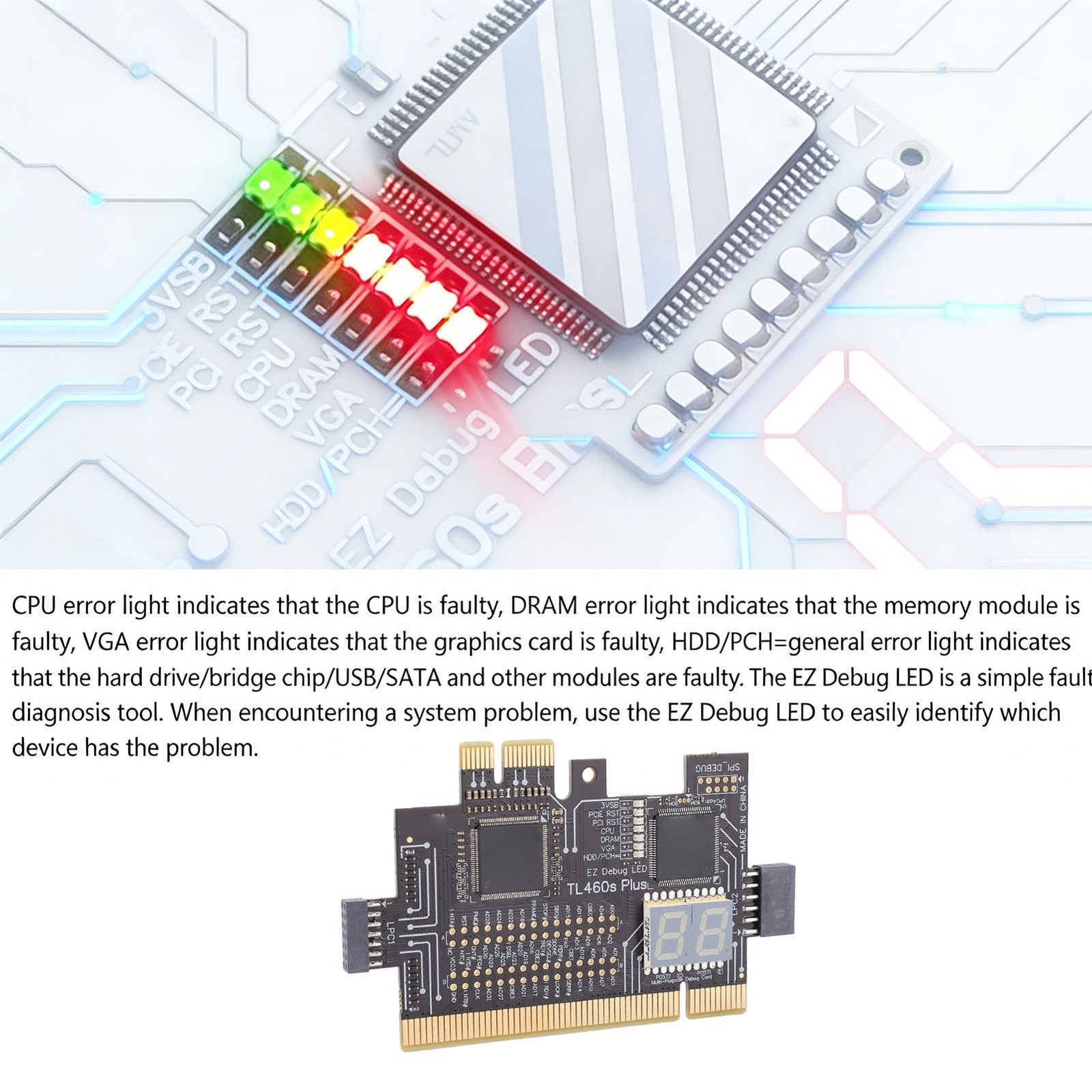 Motherboard Diagnostic Card LED Indicator Analyzer For PC Maintenance Excellent