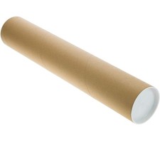 Kraft Mailing Tubes with Plastic Caps, 2 x 17.32 In, Heavy Duty