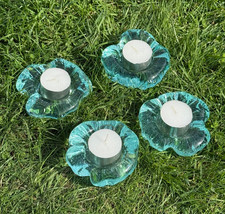MOLTEN GLASS TEA CANDLE HOLDER SET OF 4