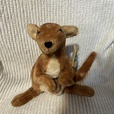 Vintage 1970's Dakin Plush Kangaroo and Baby Joey 19" Nose-Tail Stuffed Animal