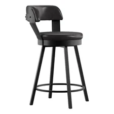 iNSPIRE Q Gray Finish Metal PU Swivel Counter Height Chairs (Set of 2) in Black